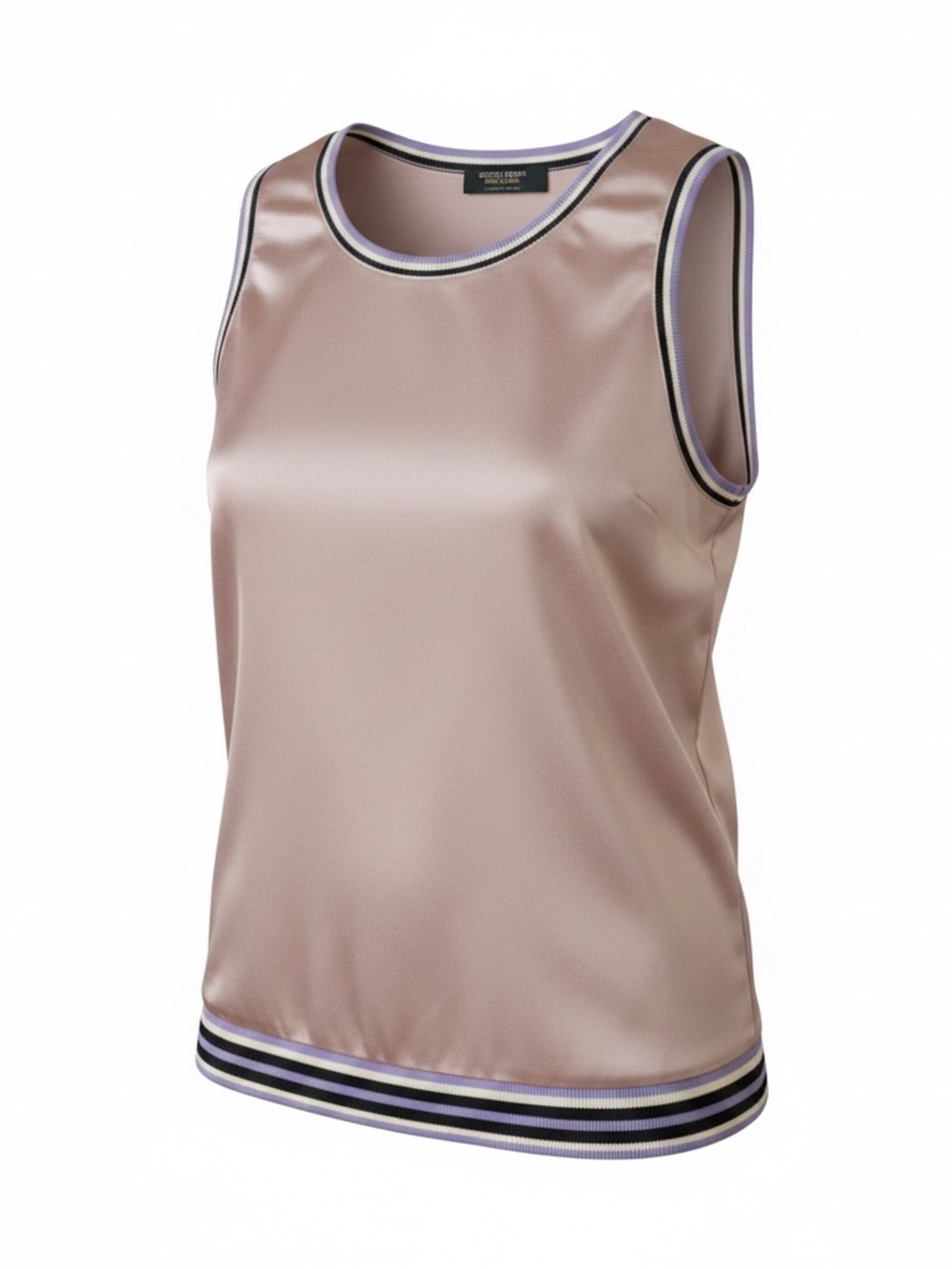 Scotch & Soda Field of Stars Pink Satin Varsity Top Sleeveless Metallic Trim L - Picture 2 of 13